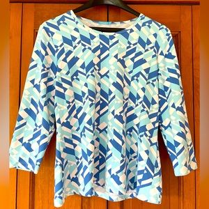 J.McLaughlin Catalina Cloth 3/4 Sleeve Print Top Medium